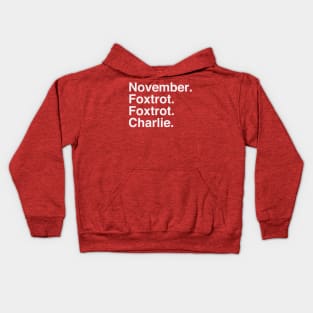 November Foxtrot Foxtrot Charlie Kids Hoodie